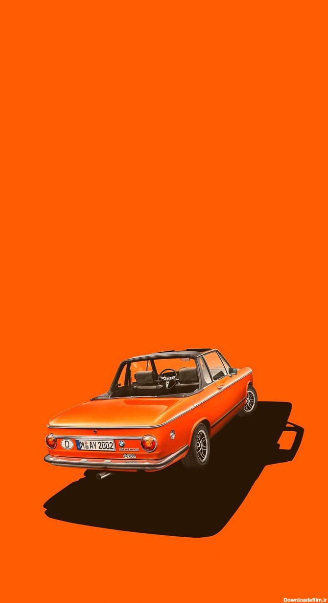 عکس ماشین با پس زمینه قرمز ، نارنجی و زیبا برای گوشی موبایل
