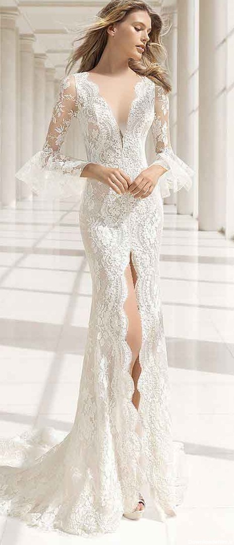 22 مدل لباس عروس گیپور، از حلقه ای تا پوشیده