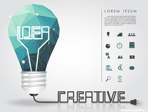 وکتور با طرح لامپ سبز و مفهوم خلاقیت و creative