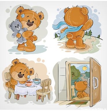 دانلود فایل شخصیت کارتونی وکتور خرس قهوه ای ناراحت در چند حالت مختلف با دو فرمت ai و eps