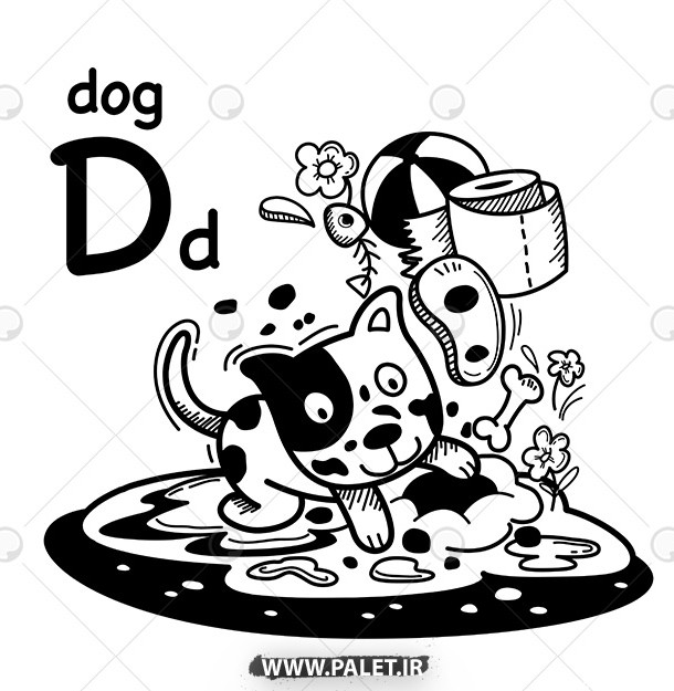 دانلود طرح وکتور سیاه و سفید تصویر سگ
