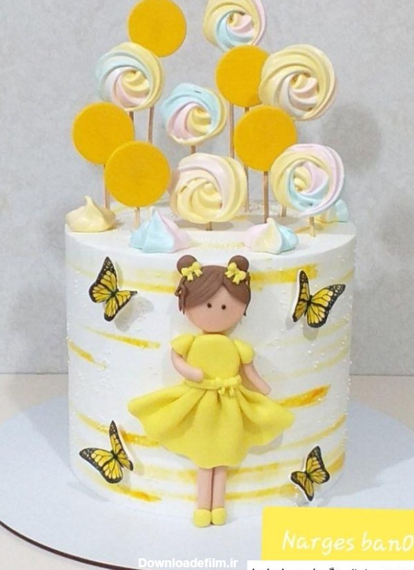 عکس کیک تولد دخترانه رنگ زرد ❤️ [ بهترین تصاویر ]