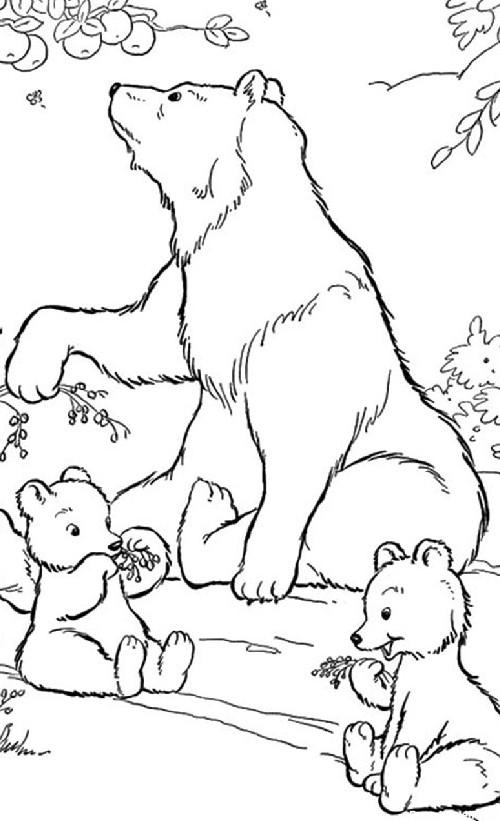 نقاشی خرس مادر به همراه بچه خرس