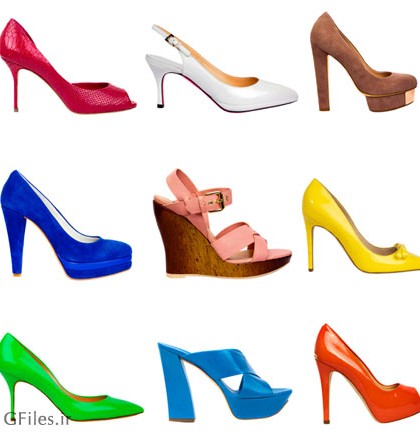 عکس کفش های زنانه زیبا و پاشنه بلند در رنگ های متنوع به صورت JPG