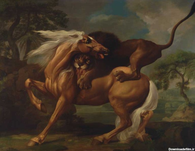 عکس هنری نقاشی اسب و شیر