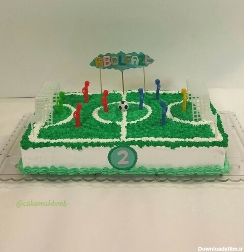 خرید و قیمت کیک زمین فوتبال چمن خامه ای با آدمک و دروازه فوتبال | ترب