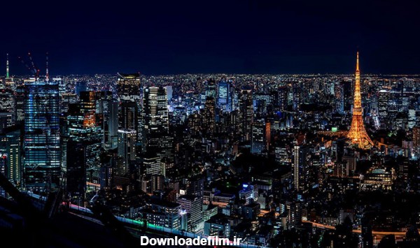 شهرهای ژاپن از نمای بالا در شب با تصاویر و تیزرهای با کیفیت و جذاب