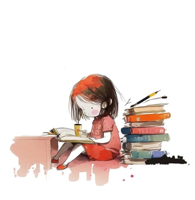 دانلود طرح دختر بچه ناز در حال کتاب خواندن