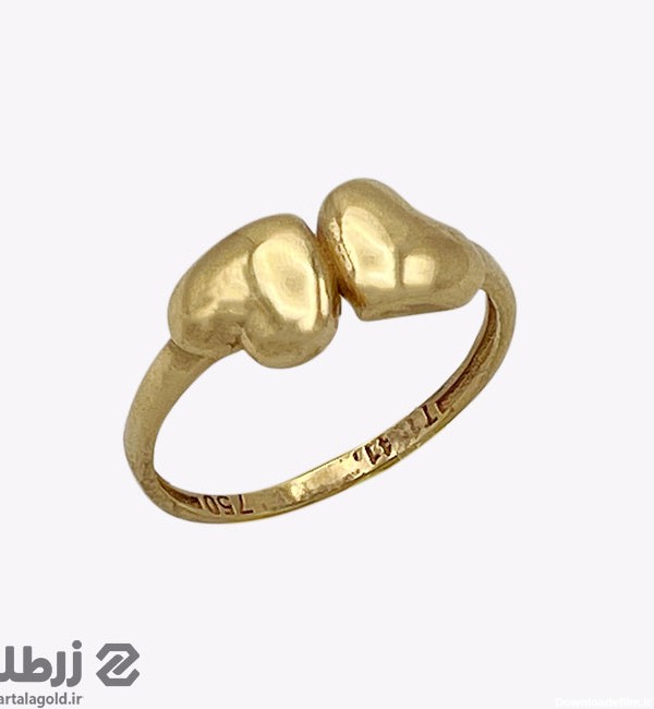 انگشتر طلا زنانه طرح قلب دوتایی کد R5638