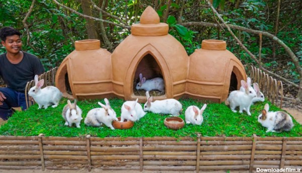 ساخت یک خانه زیبا برای چند تا بچه خرگوش در جنگل | (لانه های دست ساز 83)