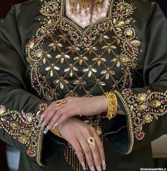 مدل لباس بندری جدید و مجلسی با گلابتون و ملیله اینستاگرام