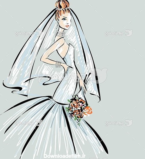 وکتور طرح نقاشی آتلیه عکس عروس