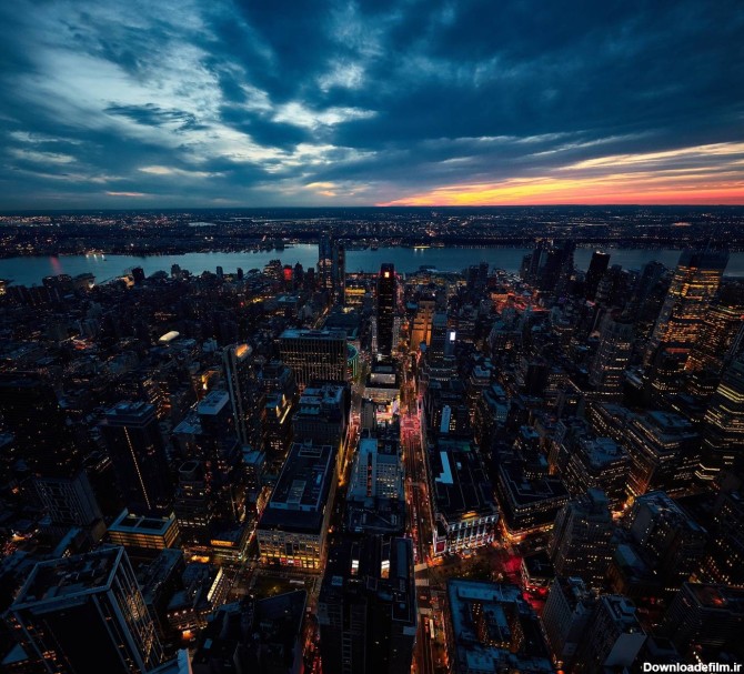 عکس زمینه نمای هوایی شهر نیویورک در شب پس زمینه | والپیپر گرام