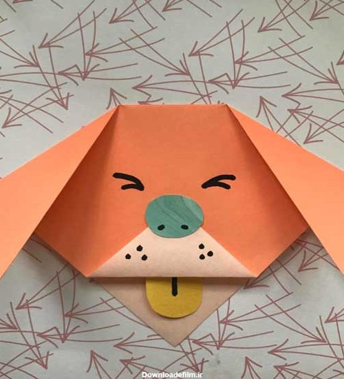 آموزش سگ اوریگامی آسان با استفاده از کاغذ رنگی و قیچی