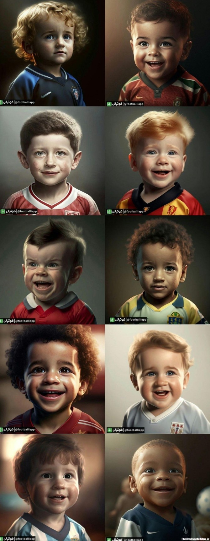تصاویر بازسازی شده از کودکی ۱۰ ستاره کنونی فوتبال جهان/ چند ستاره ...
