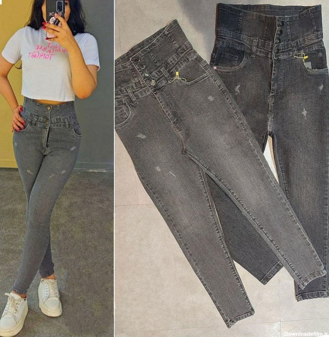 قیمت عمده فروشی و صادرات شلوار جین زنانه طوسی ذغالی اسلپ گندار ...