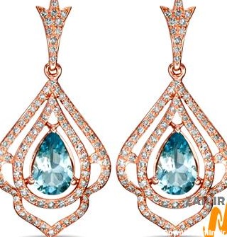 گوشواره طلا زنانه جدید جواهر توپاز و الماس برلیان مدلedf1637