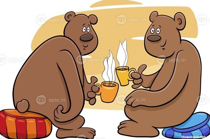 دانلود وکتور تصویر کارتونی شخصیت های حیوانی طنز دو خرس در حال ...