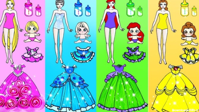 ایده های کارتونی دخترانه - لباس پرنسس مادر و دختر دیزنی