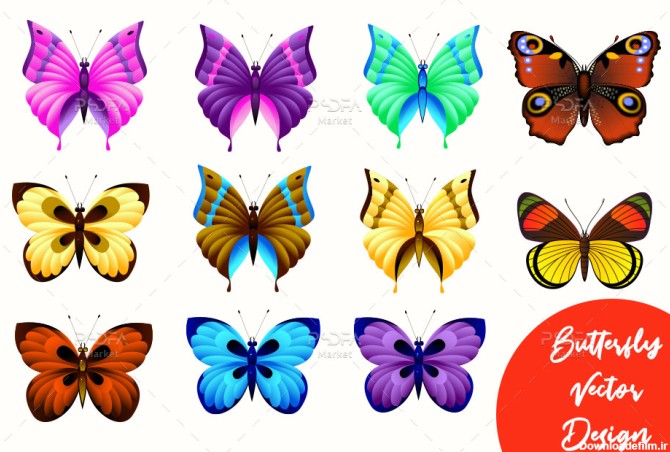 دانلود طرح وکتور پروانه زیبا و رنگی با کیفیت بالا مناسب برای طراحی ...