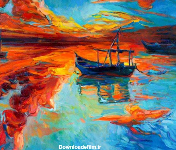 دانلود تصویر نقاشی قایق ماهیگیری