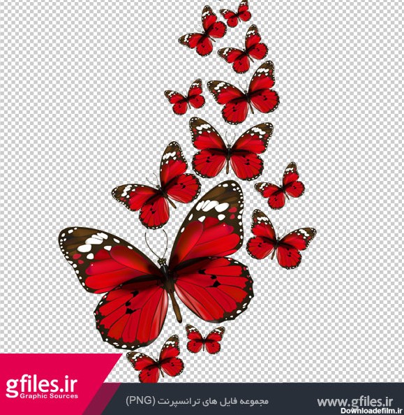 دانلود تصویر دوربری شده و فاقد بکگرند پروانه های قرمز به صورت فایل ...