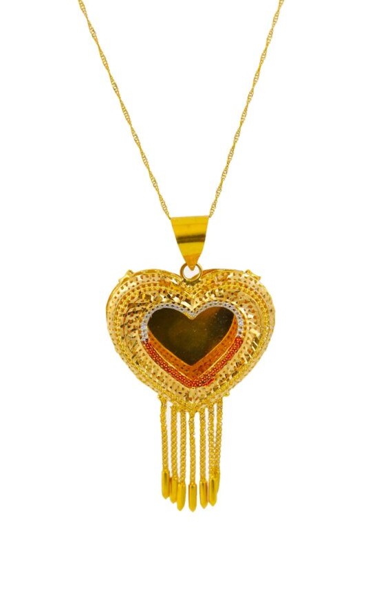 پلاک طلا قلب بزرگ- طلا و جواهر کهربا