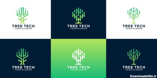 دانلود مجموعه لوگو ایده های طراحی آرم فناوری درخت خلاقانه