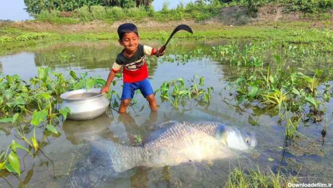صید انواع ماهی توسط پسر بچه