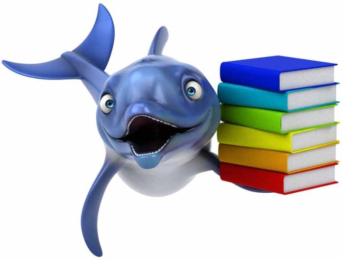 عکس کارتونی دلفین و کتاب