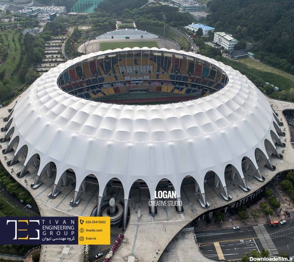 ورزشگاه بوسان کره جنوبی + نگینی زیبا در شهر کره | سازه های چادری تیوان