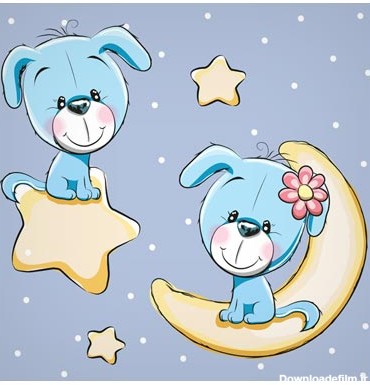 دانلود وکتور کارتونی سگ کوچولوهای آبی رنگ با دو پسوند eps و ai