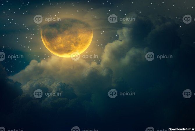 دانلود عکس چوسوک ماه ابر ماه بزرگ شناور در آسمان با ستاره های ...