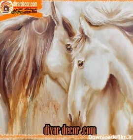 پوستر دیواری طرح تصویر دو اسب طلایی | دیواردکور