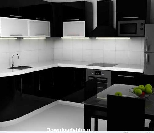 مدل کابینت سفید مشکی جدید و مدرن برای آشپزخانه های شیک