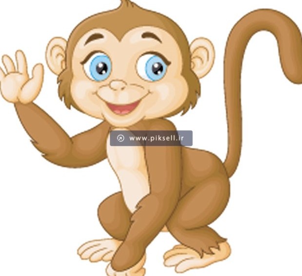 طرح کارتونی میمون قهوه ای بصورت لایه باز