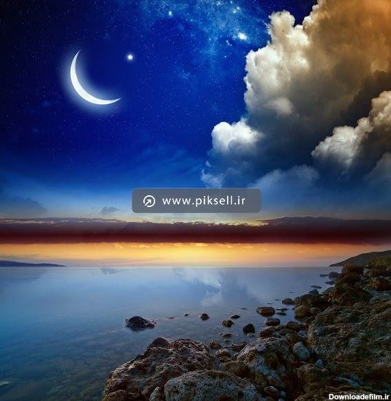 عکس با کیفیت از ماه روی آب دریا (شب مهتابی)
