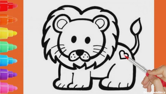 آموزش نقاشی به کودکان - نقاشی شیر جنگل