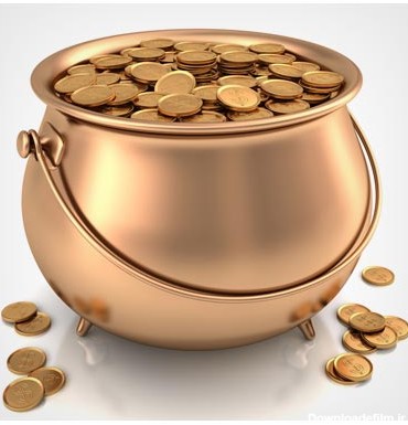 عکس با کیفیت ظرف (خمره) طلا با سکه های طلایی