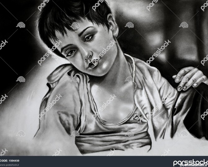 پسر بچه غمگین و ناراحت نقاشی زیبای هنری 1504450