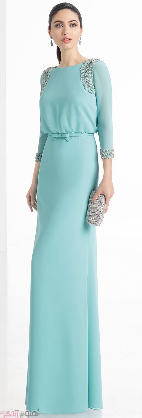 مدل لباس مجلسی 2017 بلند آبی روشن