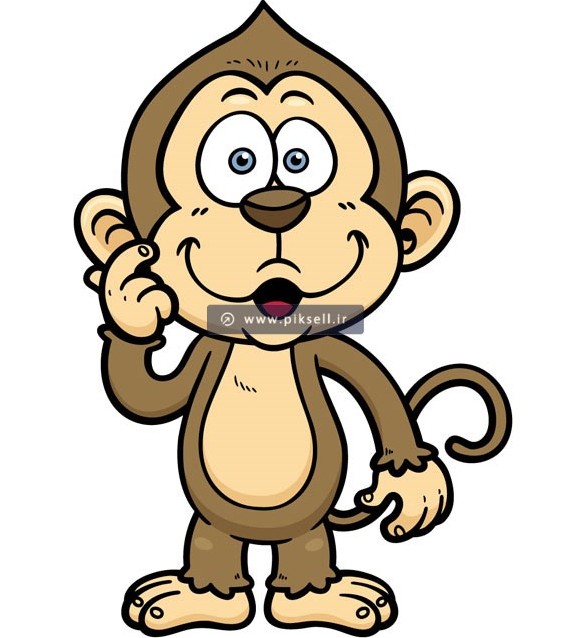 وکتور لایه باز (eps و ai) کاراکتر کارتونی میمون قهوه ای