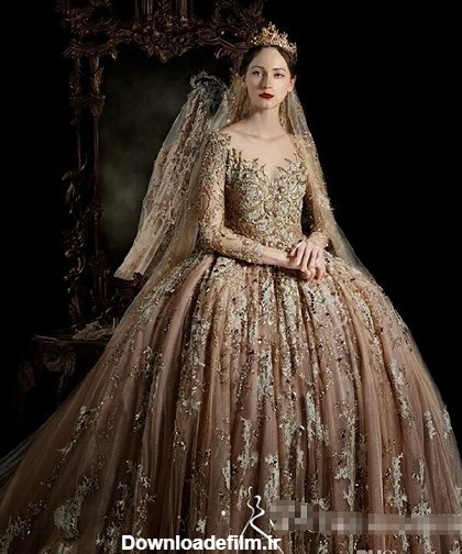 انواع مدل لباس عروس به رنگ طلایی