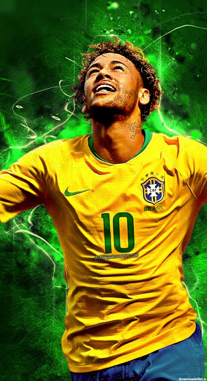 عکس زمینه نیمار با لباس طلایی تیم فوتبال برزیل پس زمینه | والپیپر گرام