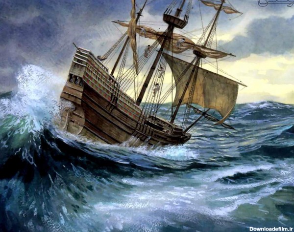 عکس کشتی در دریای طوفانی