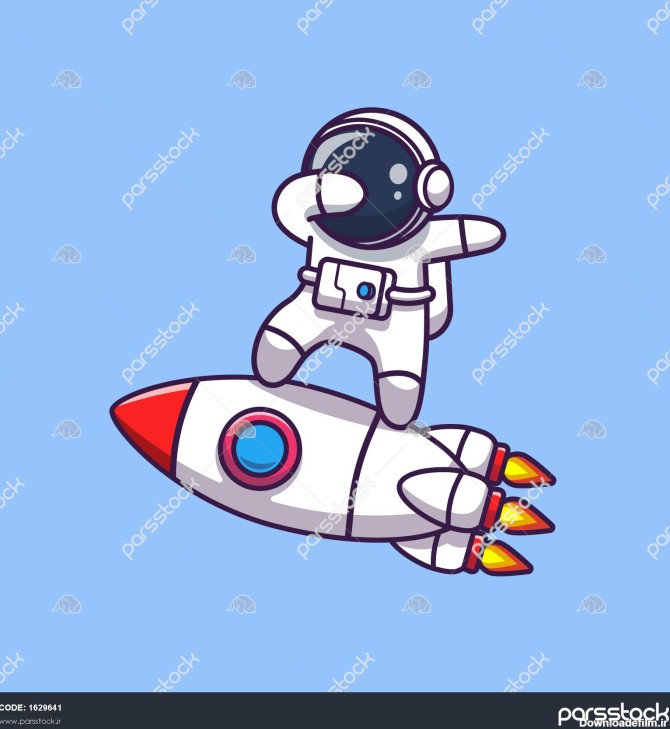 تصویر وکتور آیکون فضانورد در موشک شخصیت کارتونی طلسم مرد فضایی ...