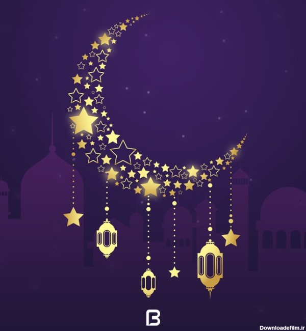 وکتور پس زمینه زیبا با موضوع ماه رمضان به رنگ بنفش - فایل بوم